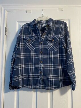 Frank by Frank and Oak Plaid Button Down Long Sleeve Shirt Size L 100% Cotton